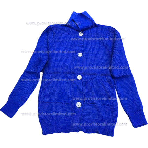 Crewneck Ladies Woven With Buttons - Blue Pullover / Sweater / Sweatshirt
