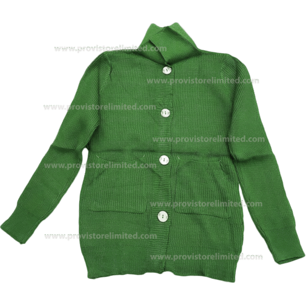 Crewneck Ladies Woven With Buttons - Dark Green Pullover / Sweater / Sweatshirt