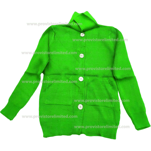 Crewneck Ladies Woven With Buttons - Green Pullover / Sweater / Sweatshirt