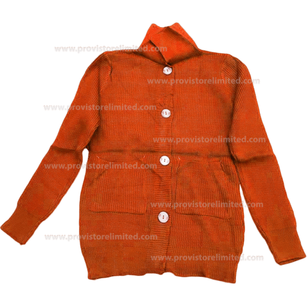 Crewneck Ladies Woven With Buttons - Orange Pullover / Sweater / Sweatshirt