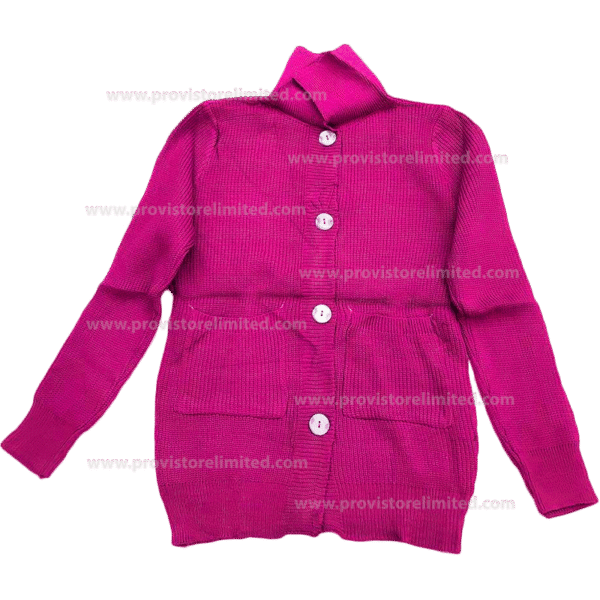 Crewneck Ladies Woven With Buttons - Pink Pullover / Sweater / Sweatshirt