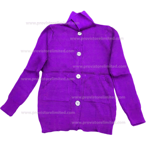 Crewneck Ladies Woven With Buttons - Purple Pullover / Sweater / Sweatshirt