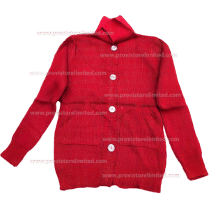 Crewneck Ladies Woven With Buttons - Red Pullover / Sweater / Sweatshirt