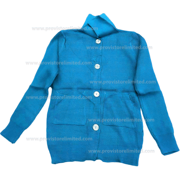 Crewneck Ladies Woven With Buttons - Sea Blue Pullover / Sweater / Sweatshirt
