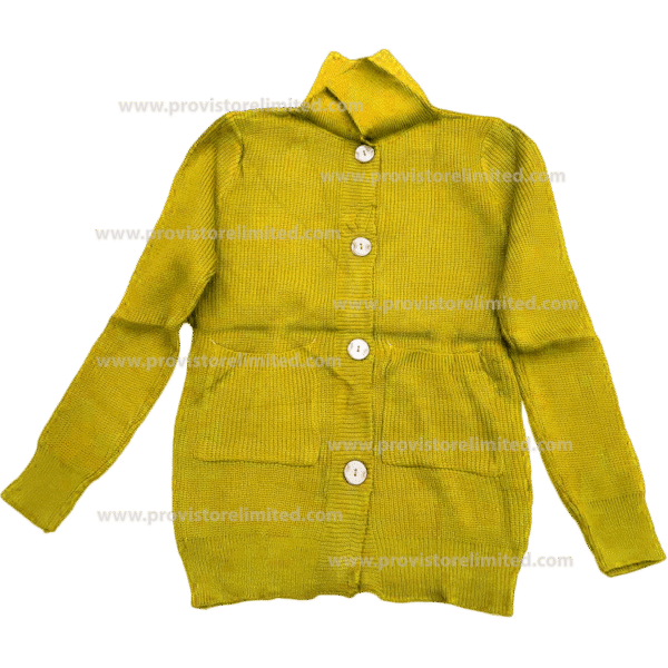 Crewneck Ladies Woven With Buttons - Yellow Pullover / Sweater / Sweatshirt
