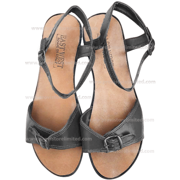 Sandals - Playdeck East and West Black Ladies Leather / Play deck