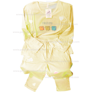 Pyjamas - Female Sleeve Round Neck & Trouser Yellow