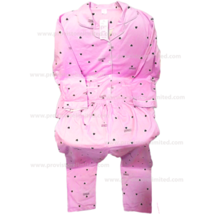 Pyjamas - Female Designer Sleeve with Buttons Down & Trouser Pink
