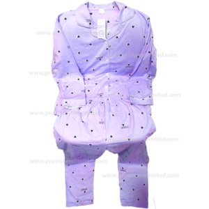 Pyjamas - Female Designer Sleeve with Buttons Down & Trouser Purple