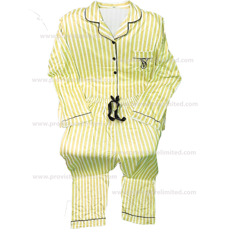 Pyjamas - Female Sleeve with Buttons Down & Trouser Yellow