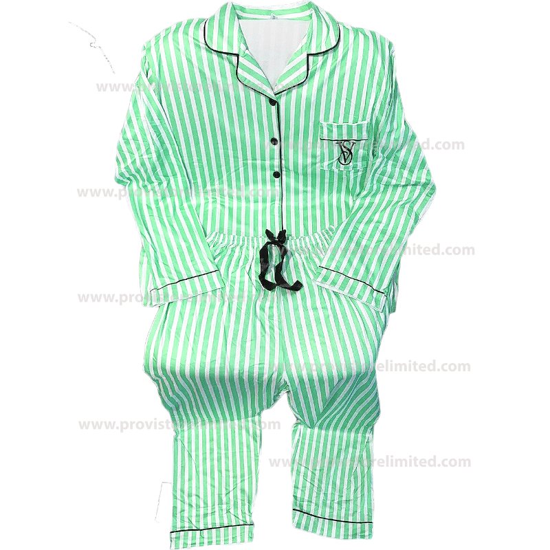 Pyjamas - Female Sleeve with Buttons Down & Trouser Green