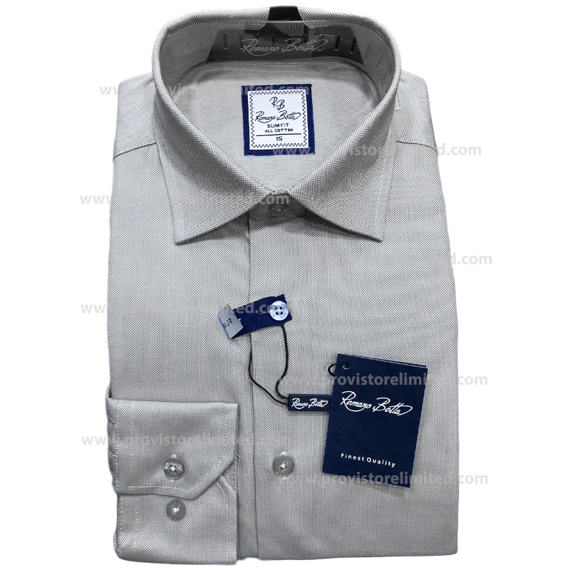 Sleeve Shirt - Long Romano Botta Plain Grey Sleeve Long & Short