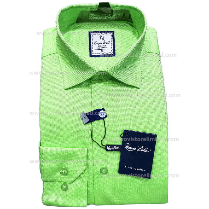 Sleeve Shirt - Long Romano Botta Plain Green Sleeve Long & Short