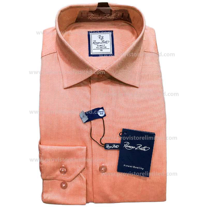Sleeve Shirt - Long Romano Botta Plain Orange Long Sleeve Long & Short