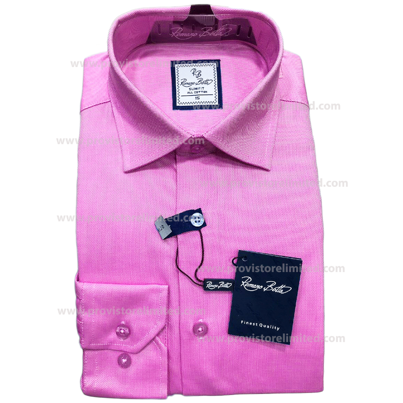 Sleeve Shirt - Long Romano Botta Plain Pink Long & Short Sleeve