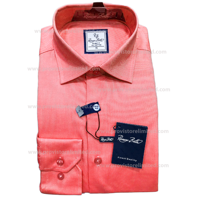 Sleeve Shirt - Long Romano Botta Plain Red Long Sleeve Long & Short
