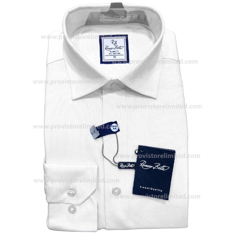 Sleeve Shirt - Long Romano Botta Plain White Long Sleeve Long & Short