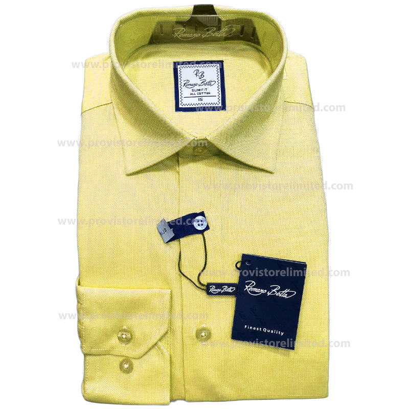 Sleeve Shirt - Long Romano Botta Plain Yellow Sleeve Long & Short
